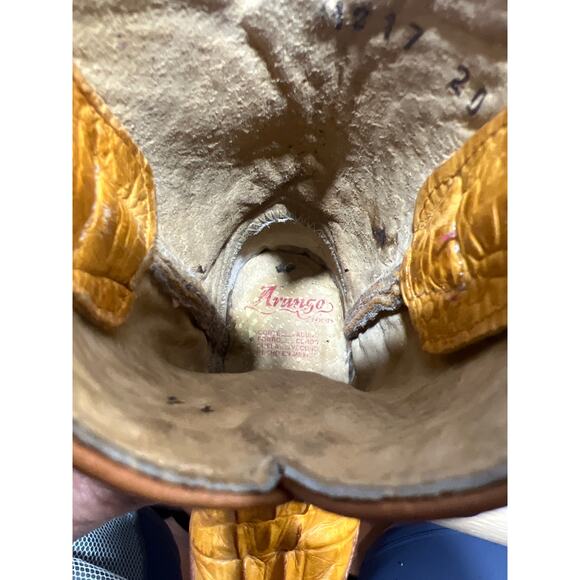 Arango Western Cowboy Yellow Alligator Pointed Toe Kids Boots Size USA 13 Mex 20 - Picture 8 of 9